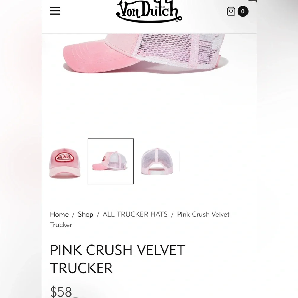 Von Dutch Pink Velvet Trucker Hat - Picture 4 of 4